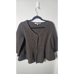 HACHE Italy Brown Waffle Knit Cropped Cardigan Jacket Size 44 Designer (HL298)